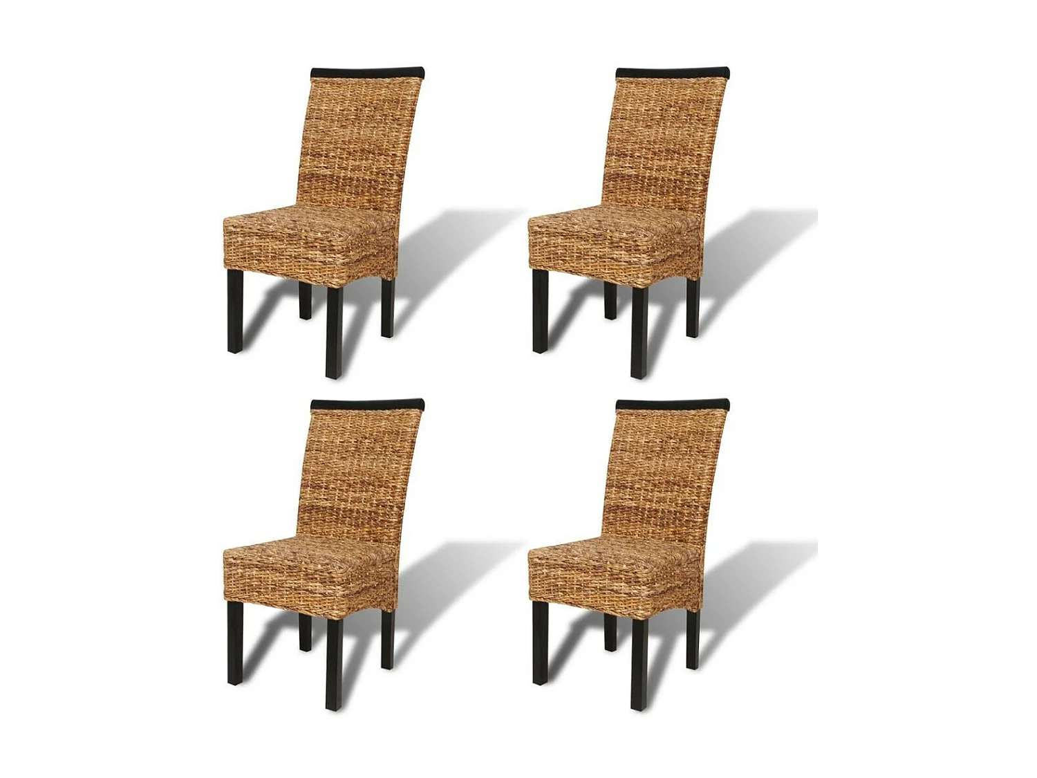 Chaises de salle à manger 4pcs Bois solide de manguier et abaca 2