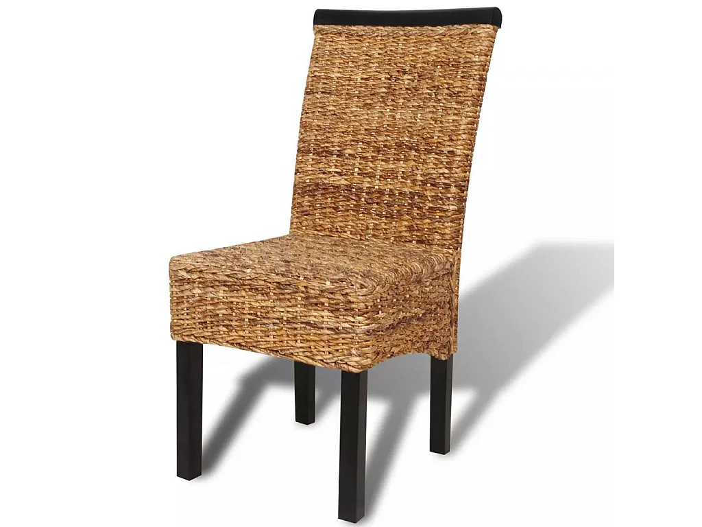 Chaises de salle à manger 4pcs Bois solide de manguier et abaca 2