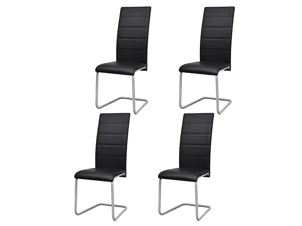 Chaises de salle à manger cantilever 4 pcs Noir Similicuir 4
