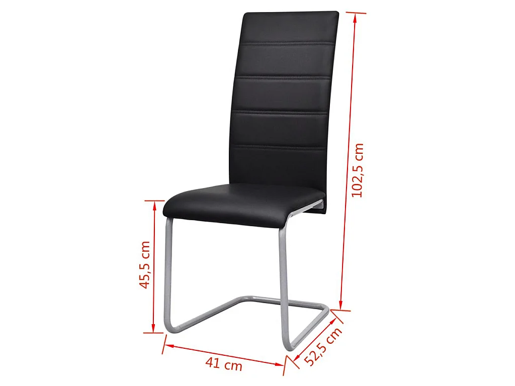 Chaises de salle à manger cantilever 4 pcs Noir Similicuir 4
