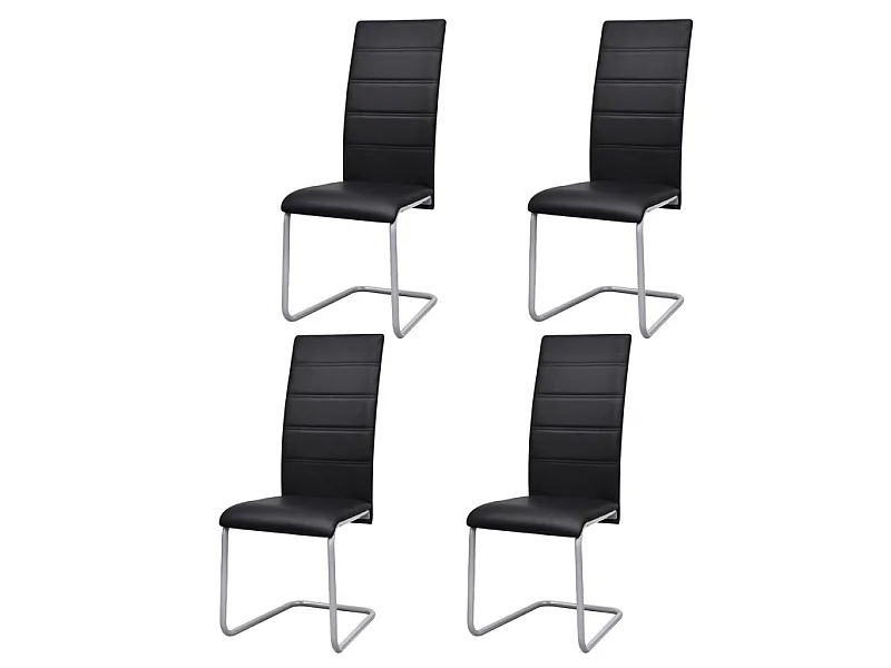 Chaises de salle à manger cantilever 4 pcs Noir Similicuir 4