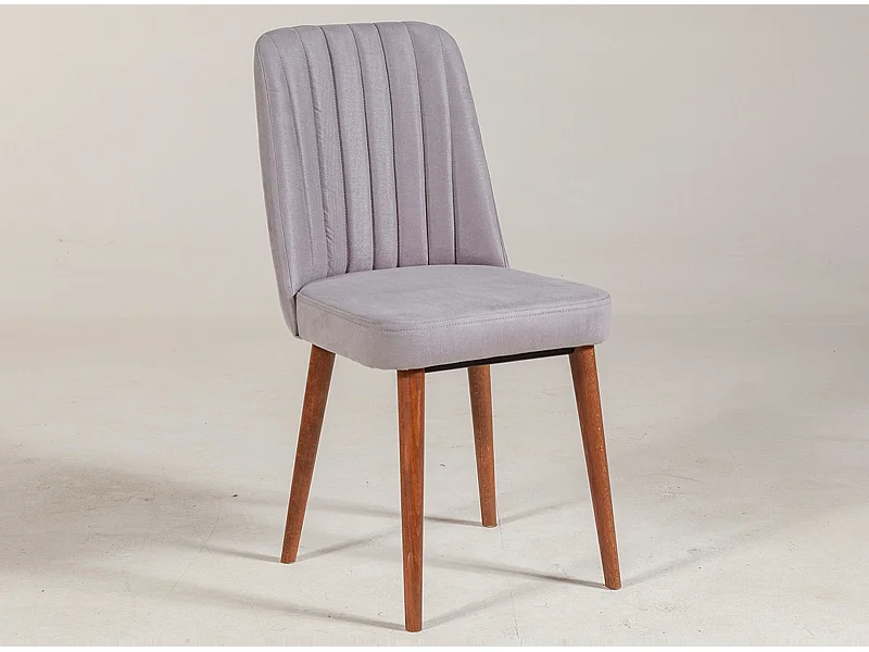 Chaise de salle à manger tissu gris et bois Noyer Mareva