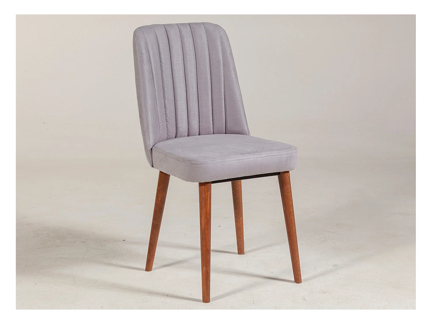 Chaise de salle à manger tissu gris et bois Noyer Mareva