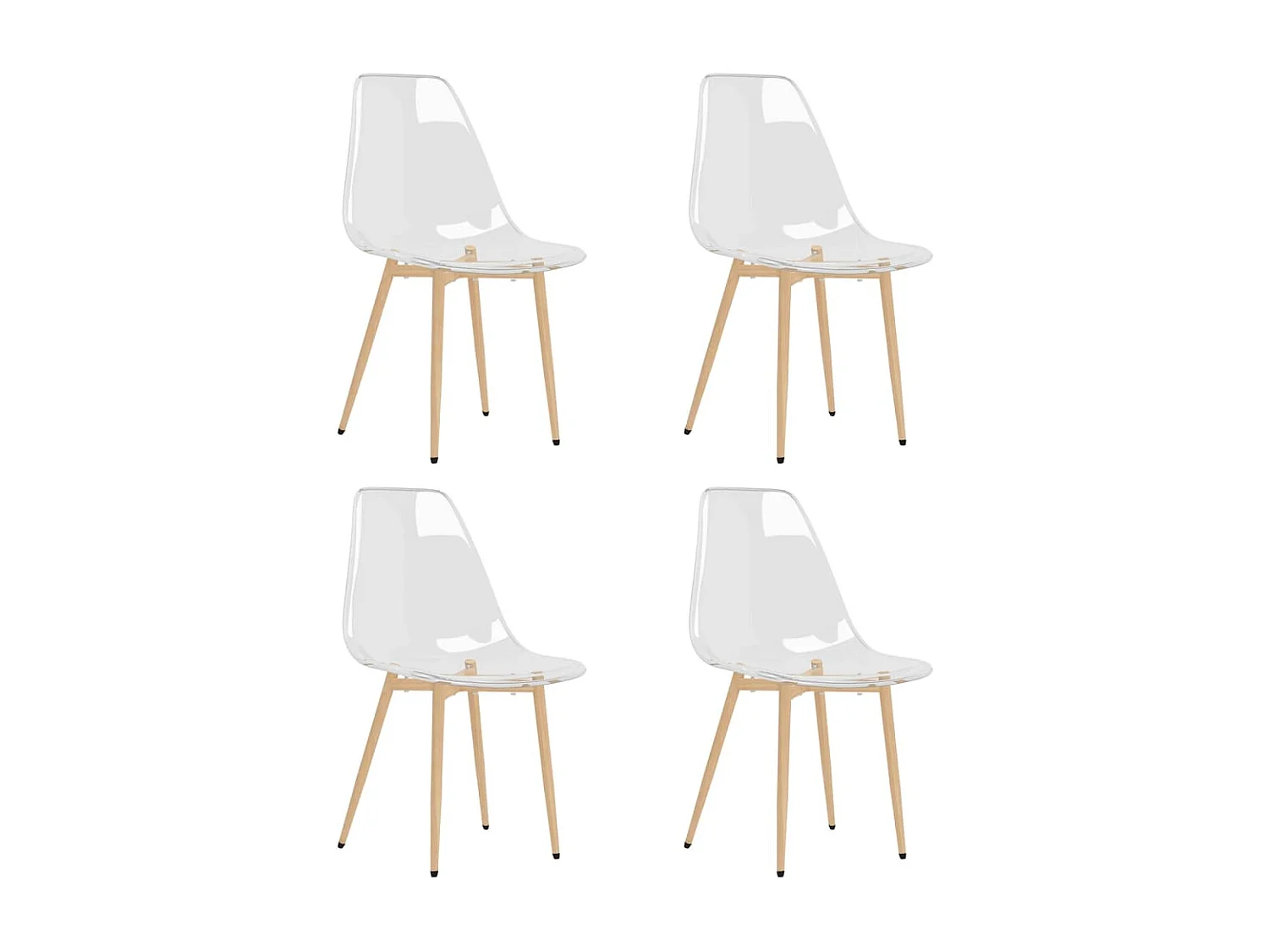 Chaises assise transparente et bois clair Penyla - Lot de 4