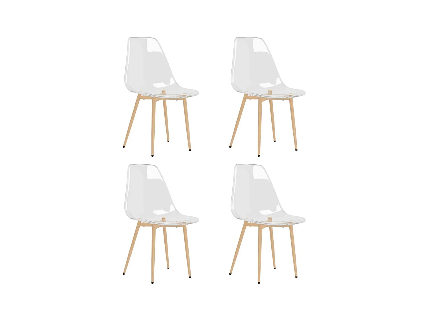 Chaises assise transparente et bois clair Penyla - Lot de 4