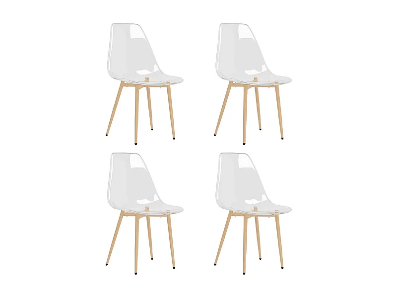 Chaises assise transparente et bois clair Penyla - Lot de 4