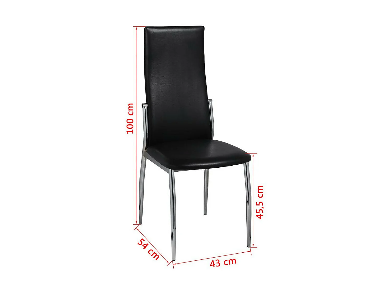 Chaises de salle à manger 4 pcs Noir Similicuir
