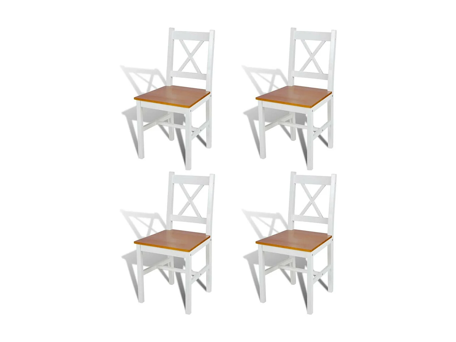 Chaise de cuisine blanc laqué et marron Dina - Lot de 4