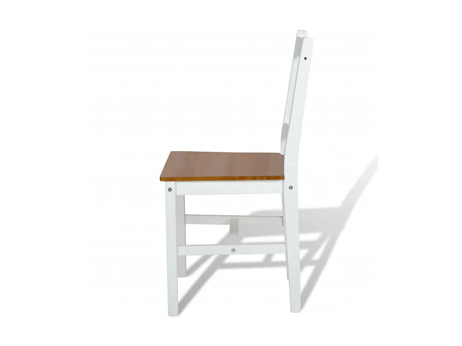Chaise de cuisine blanc laqué et marron Dina - Lot de 4