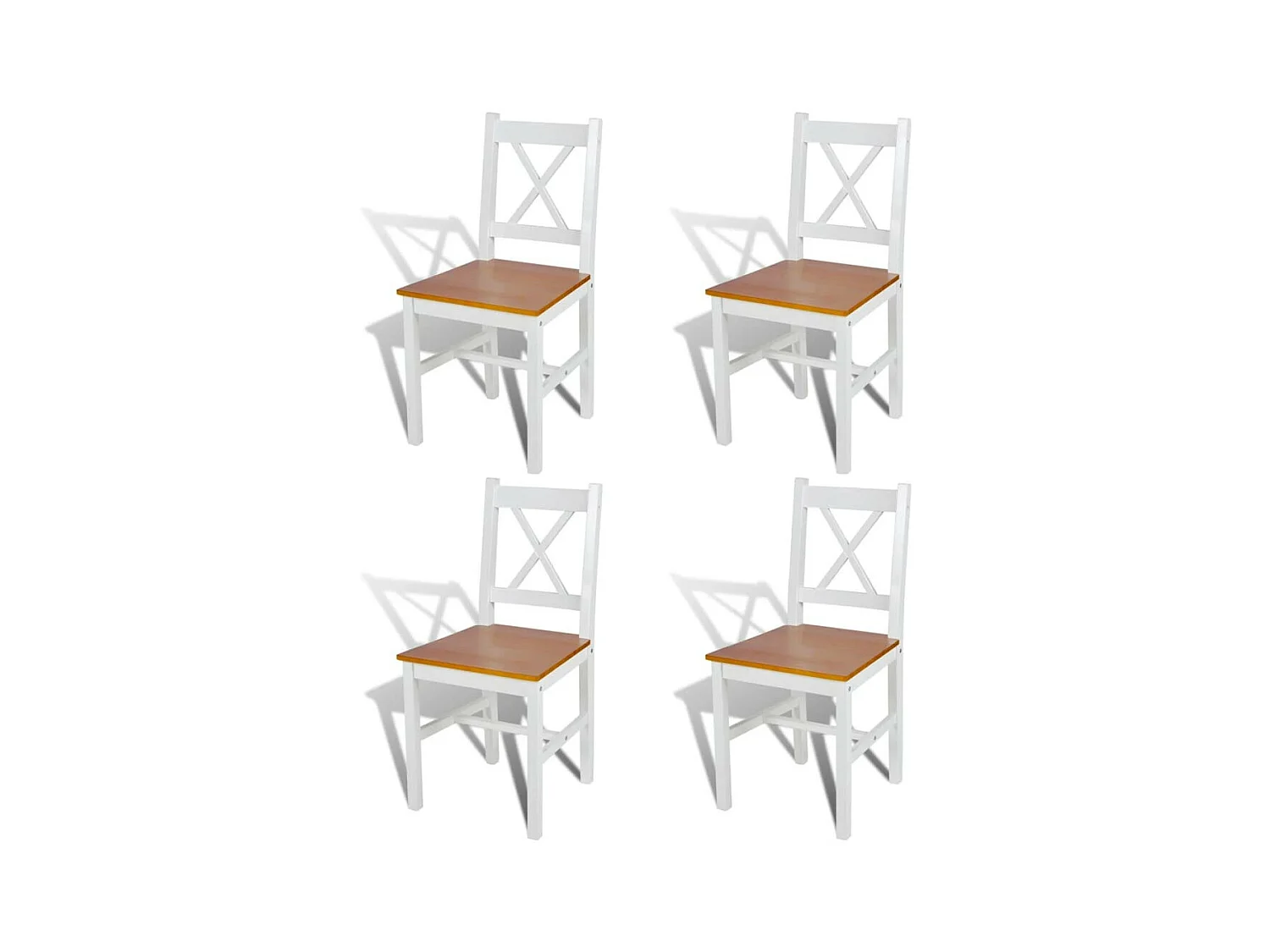 Chaise de cuisine blanc laqué et marron Dina - Lot de 4