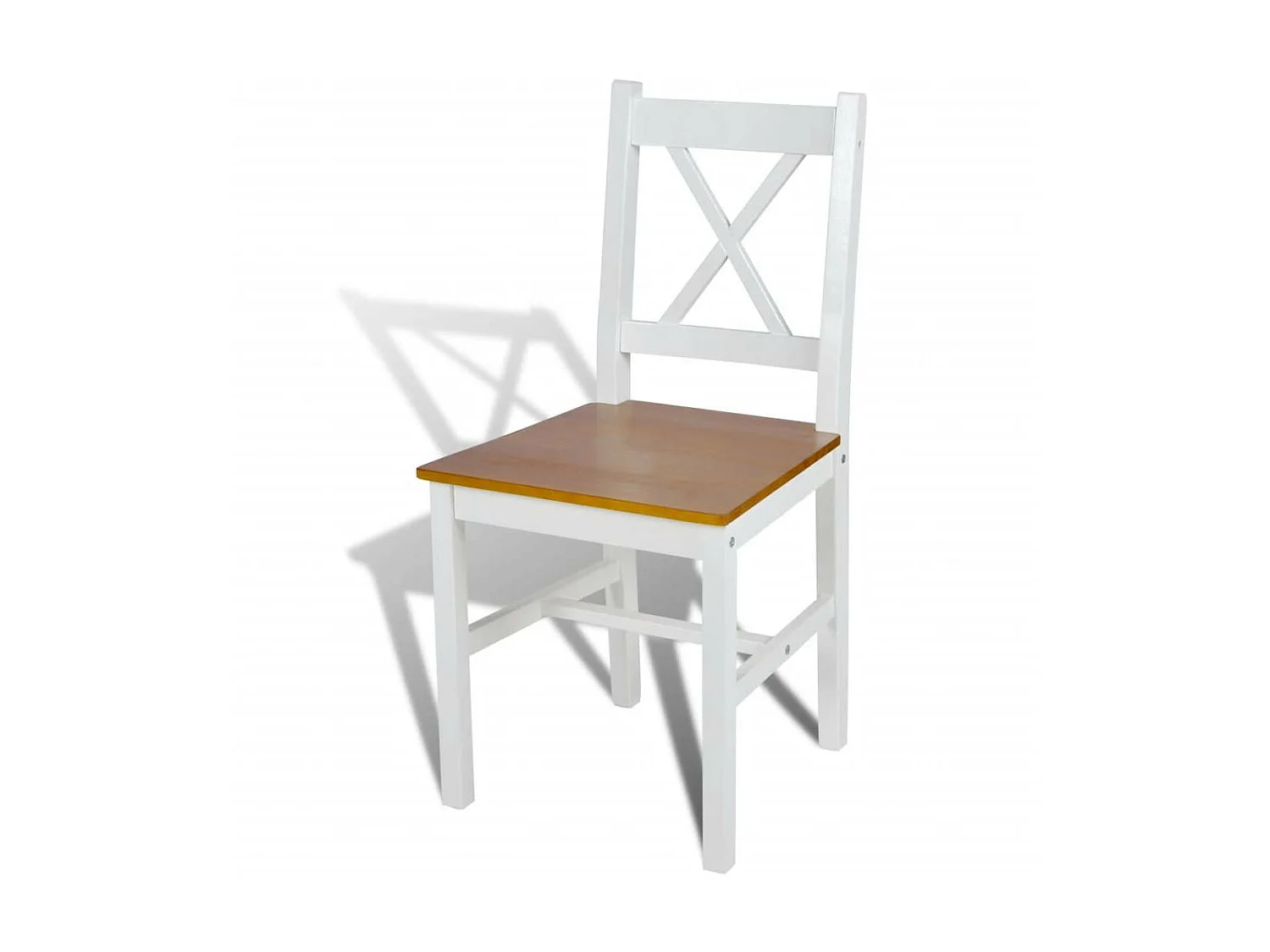 Chaise de cuisine blanc laqué et marron Dina - Lot de 4