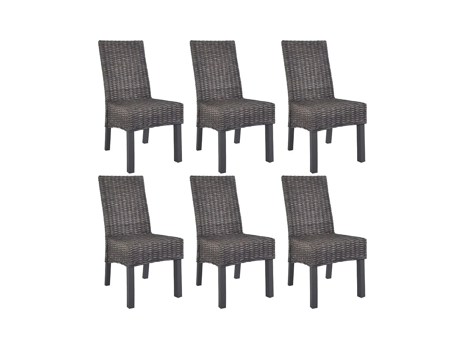 Chaises à dîner 6 pcs Marron Rotin Kubu et bois de manguier