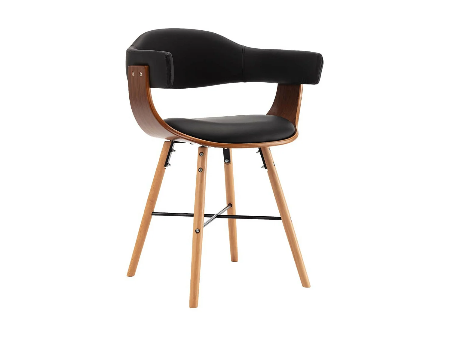 Chaises de salle à manger 4 pcs Noir Similicuir et bois courbé