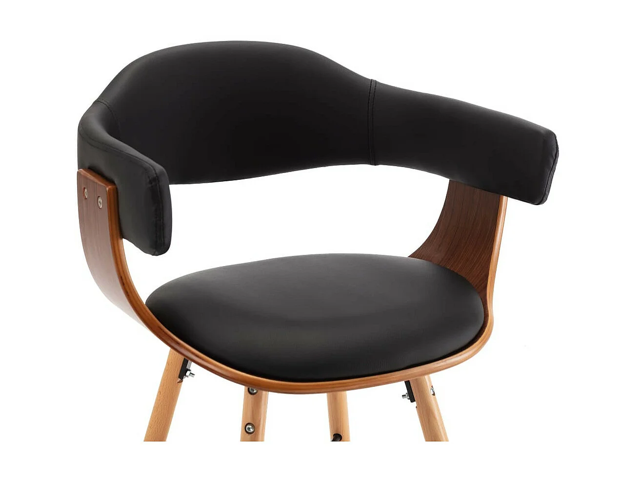 Chaises de salle à manger 4 pcs Noir Similicuir et bois courbé