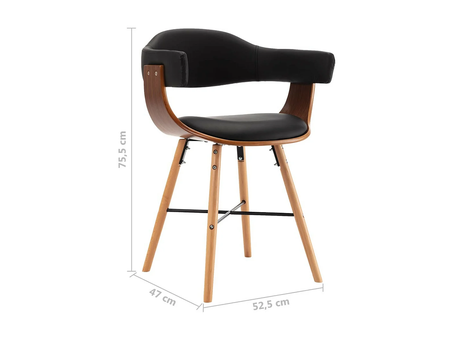 Chaises de salle à manger 4 pcs Noir Similicuir et bois courbé