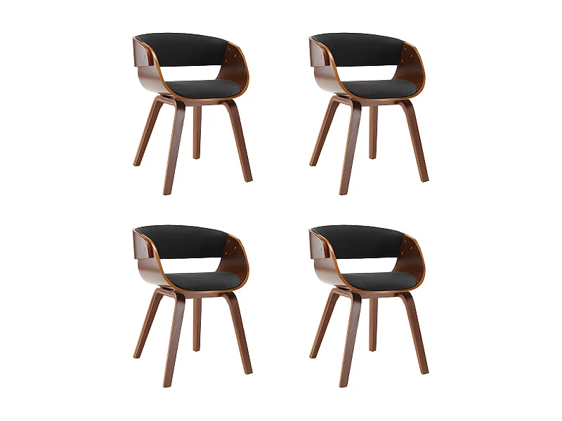 Chaise de salle à manger bois foncé et tissu gris Onetop - Lot de 4