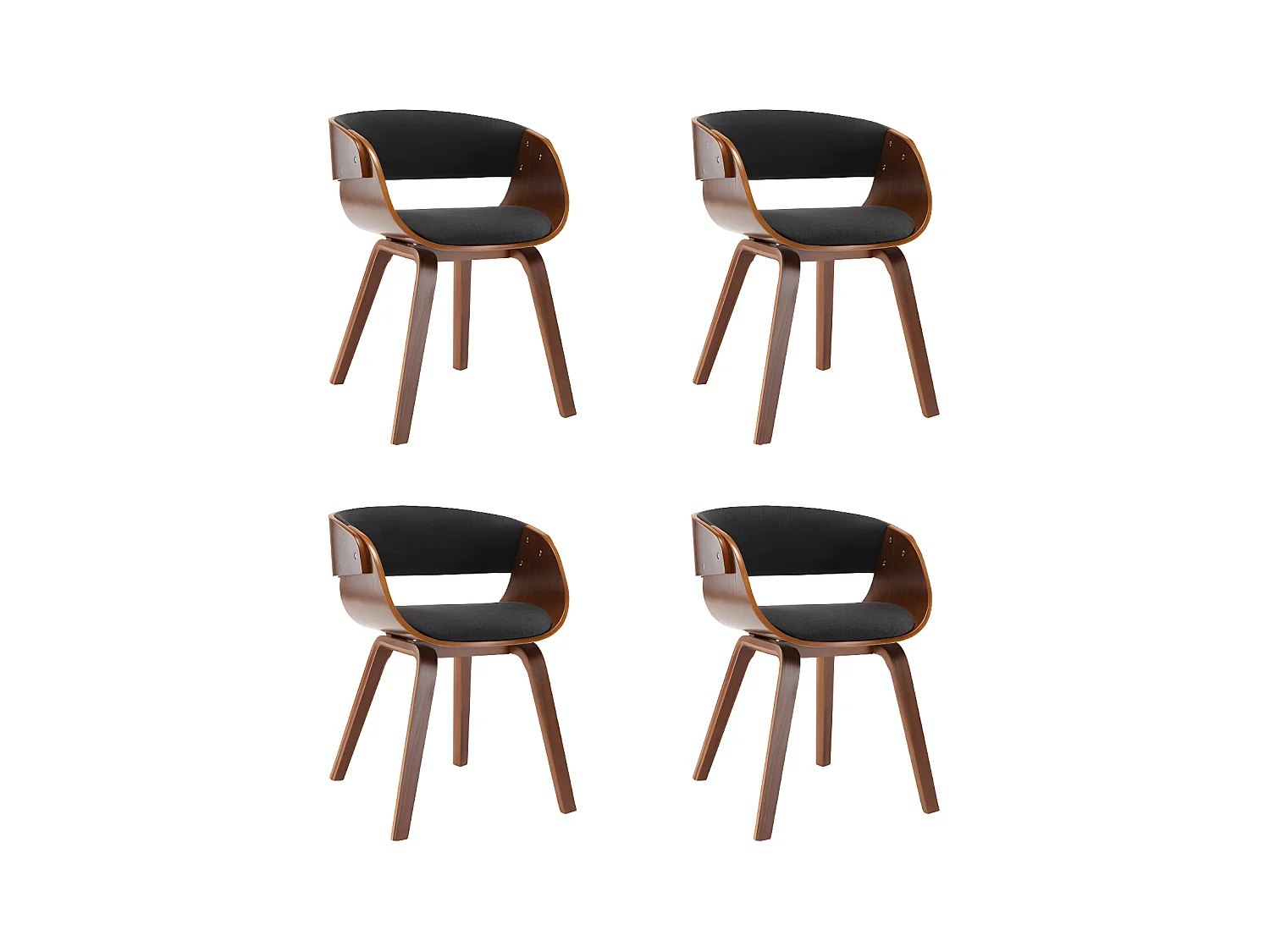 Chaise de salle à manger bois foncé et tissu gris Onetop - Lot de 4