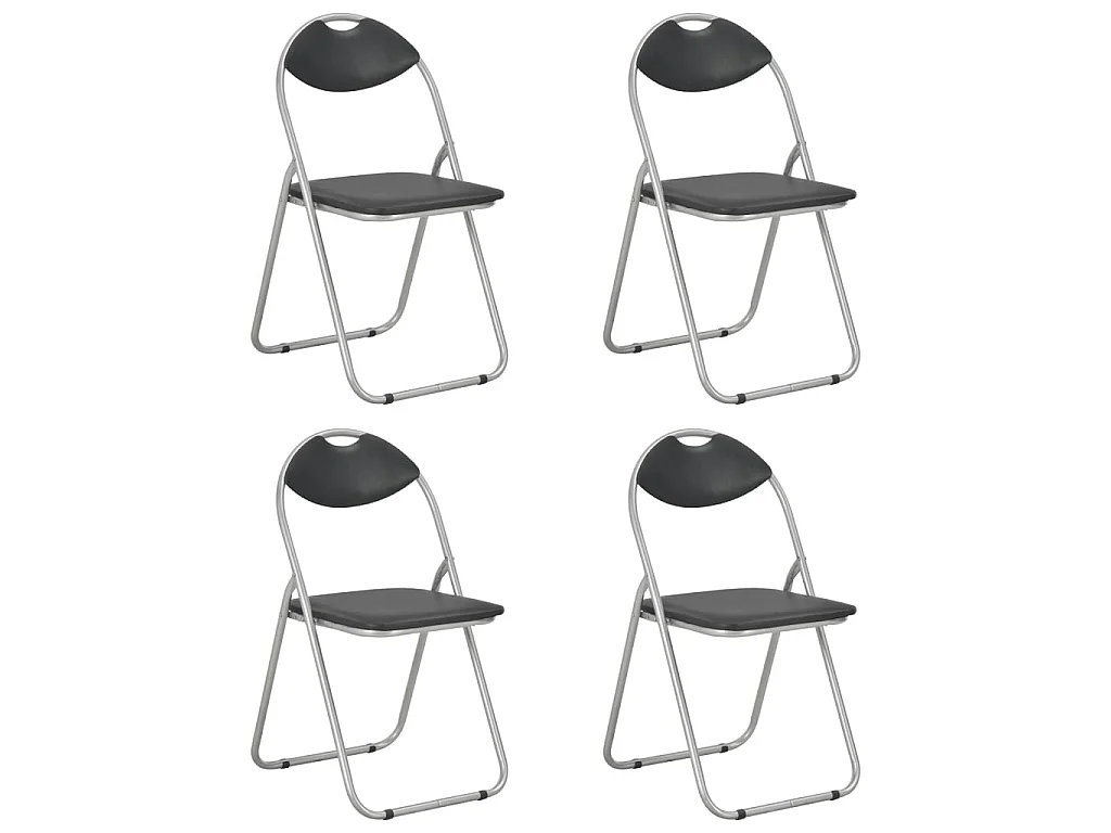 Chaises pliantes de salle à manger 4 pcs Noir Similicuir