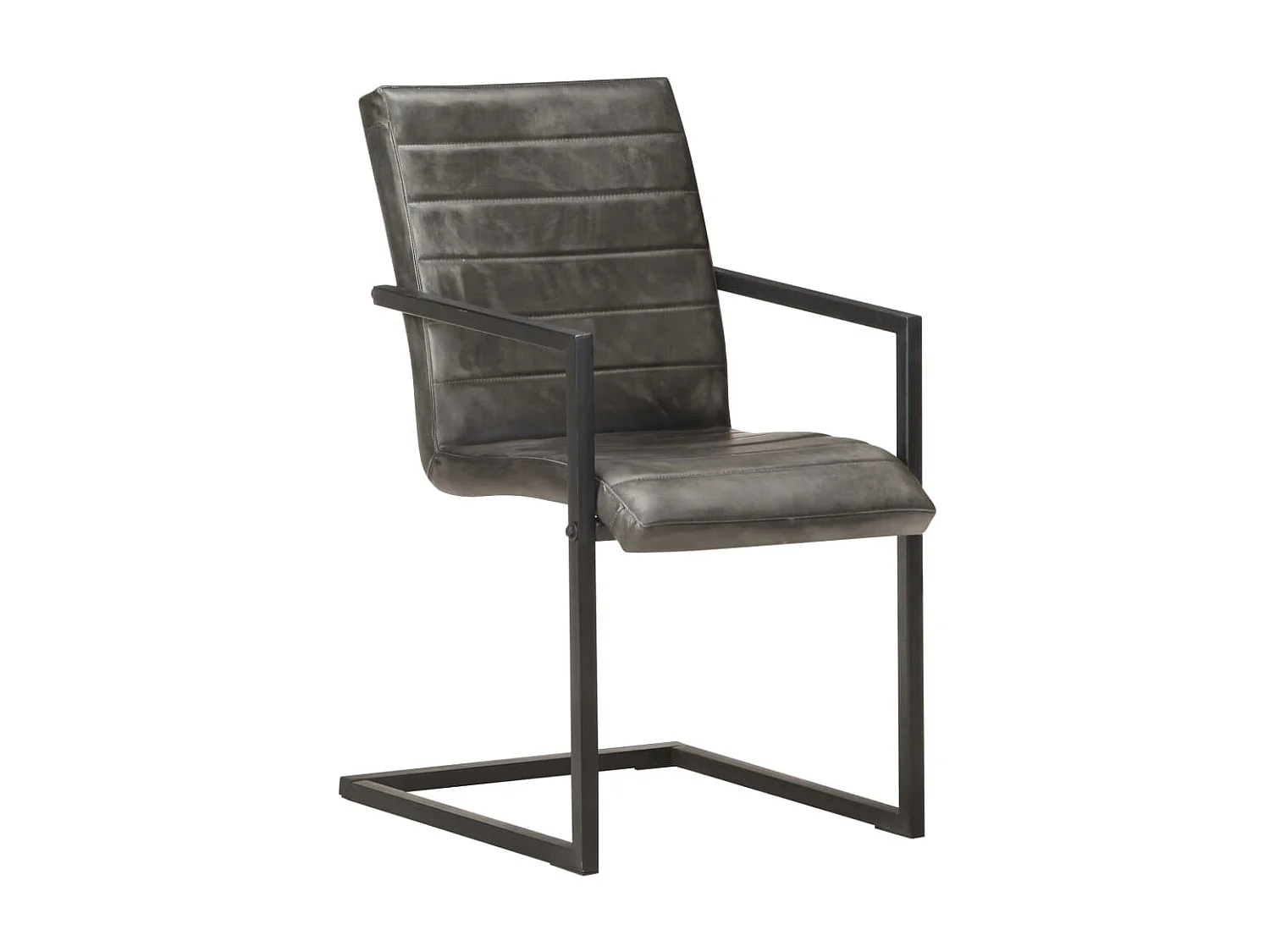 Chaises de salle à manger cantilever 4 pcs Gris Cuir véritable