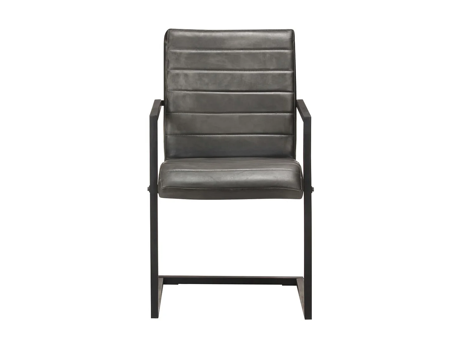 Chaises de salle à manger cantilever 4 pcs Gris Cuir véritable