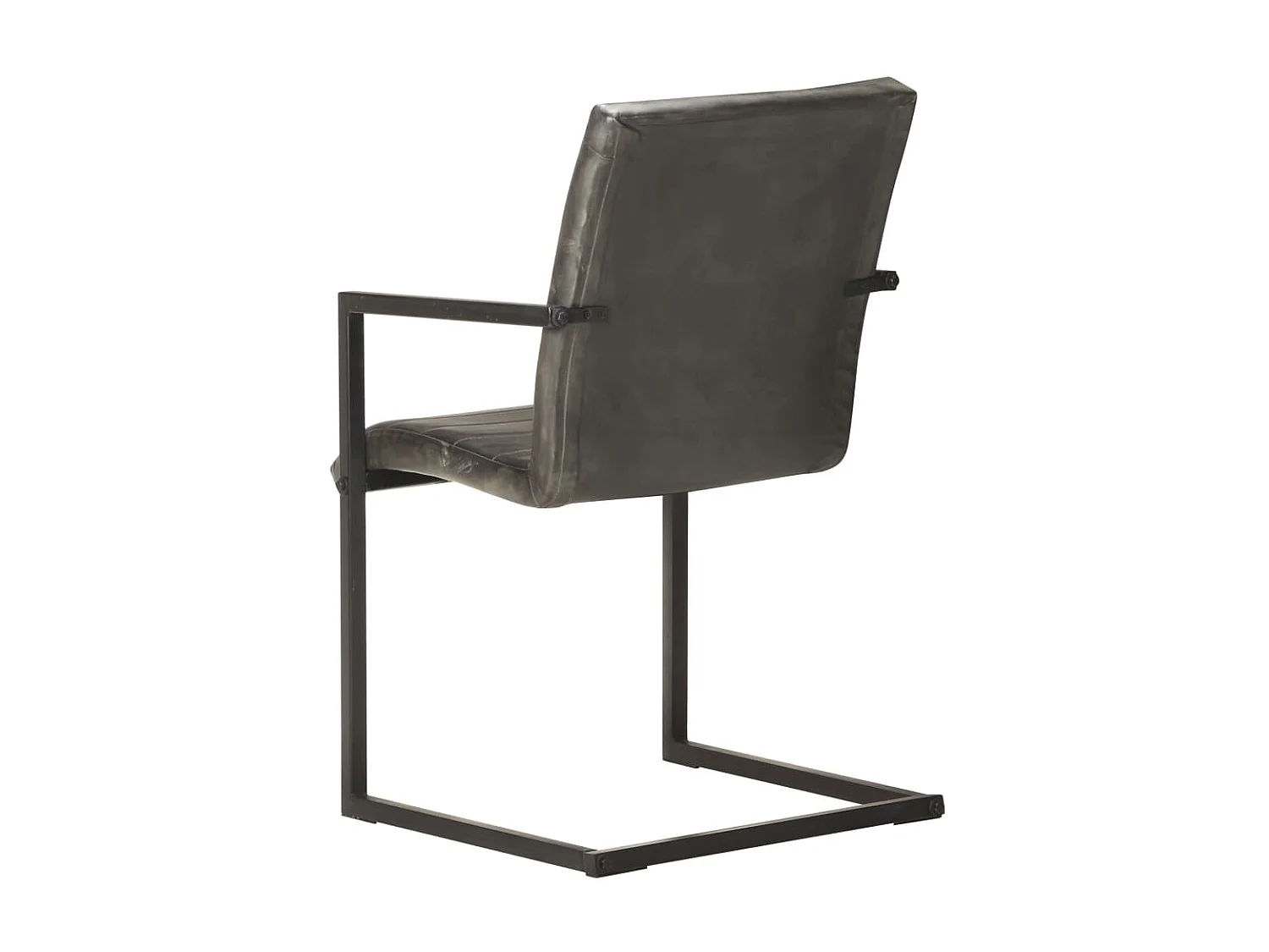 Chaises de salle à manger cantilever 4 pcs Gris Cuir véritable