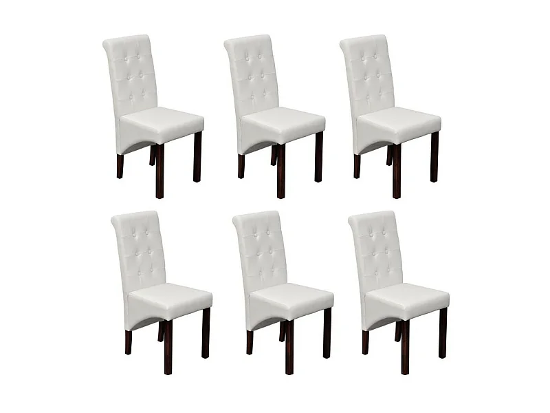 Chaises de salle à manger 6 pcs Blanc Similicuir 23