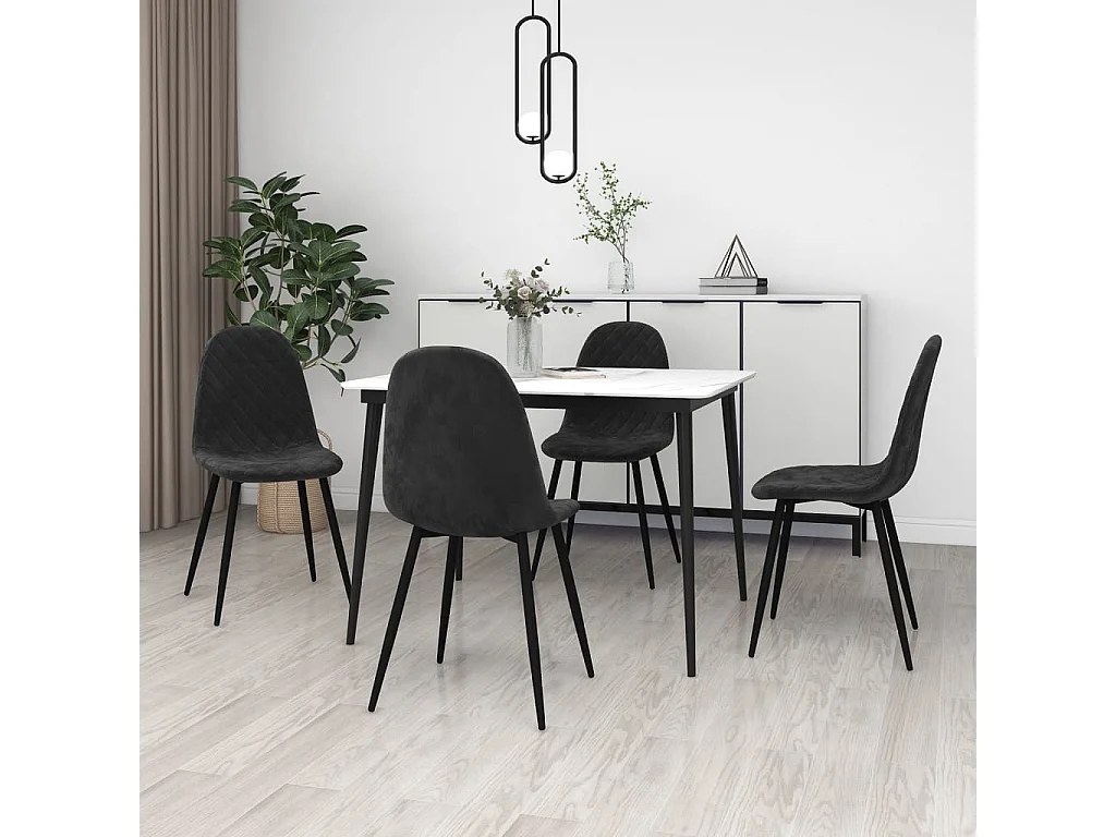 Eetkamerstoelen 4 st fluweel zwart