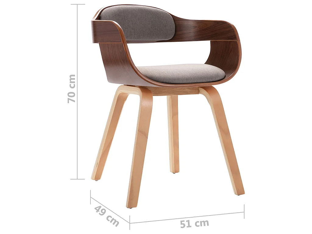 Chaise de salle à manger Taupe Bois courbé et tissu