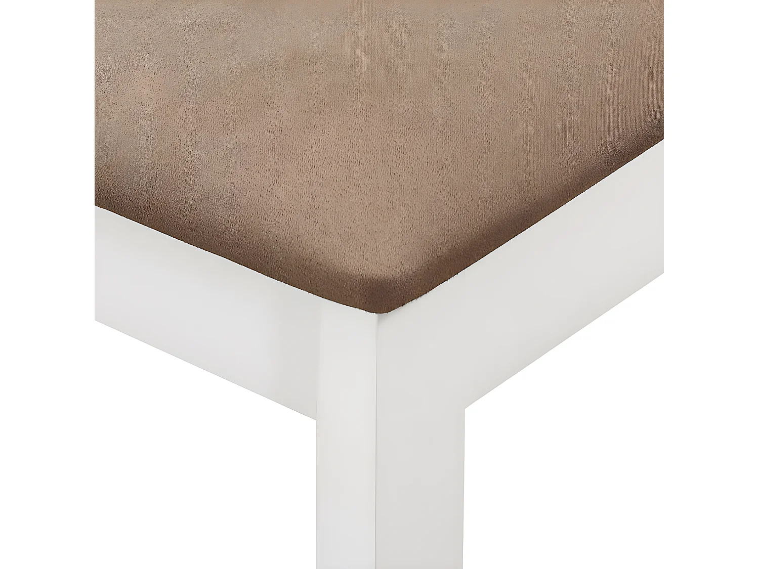 Chaise caoutchouc massif blanc et tissu marron Vil - Lot de 4