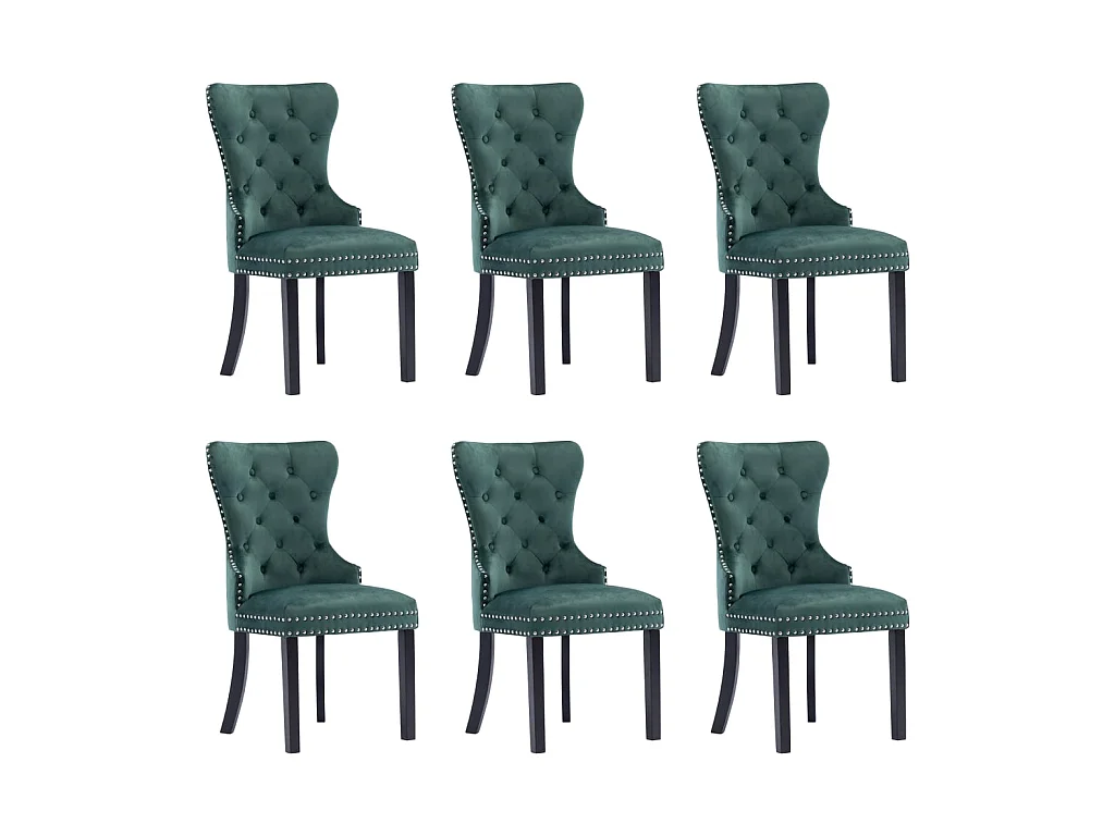 Chaises de salle à manger 6 pcs Vert foncé Velours Skarla