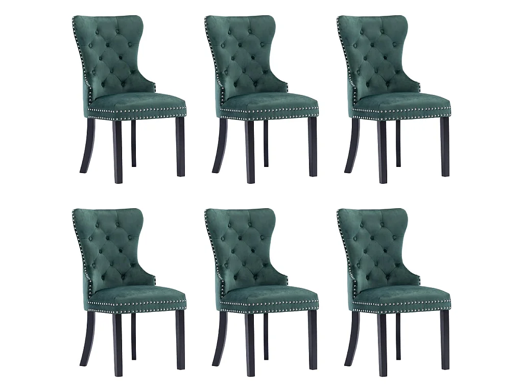 Chaises de salle à manger 6 pcs Vert foncé Velours Skarla