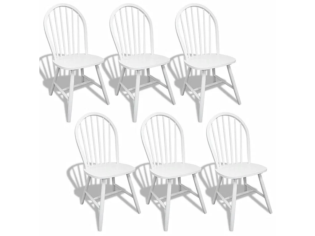 Chaises de salle à manger 6 pcs Blanc Bois d'hévéa solide