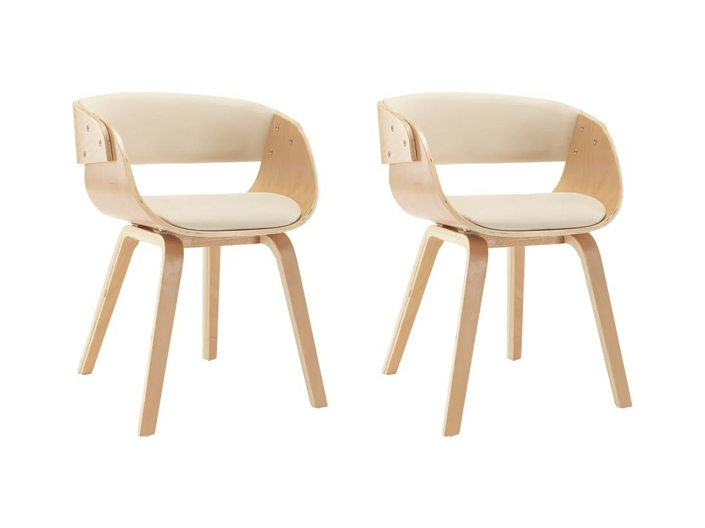 Chaise de salle à manger bois clair et simili cuir beige Onetop - Lot de 2