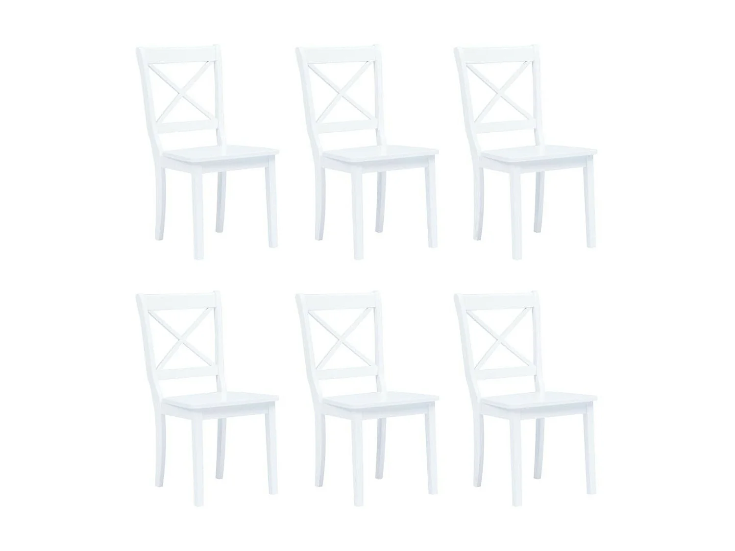 Chaise bois blanc hévéa massif Aero - Lot de 6