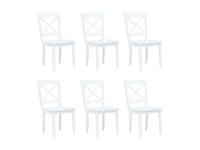 Chaise bois blanc hévéa massif Aero - Lot de 6