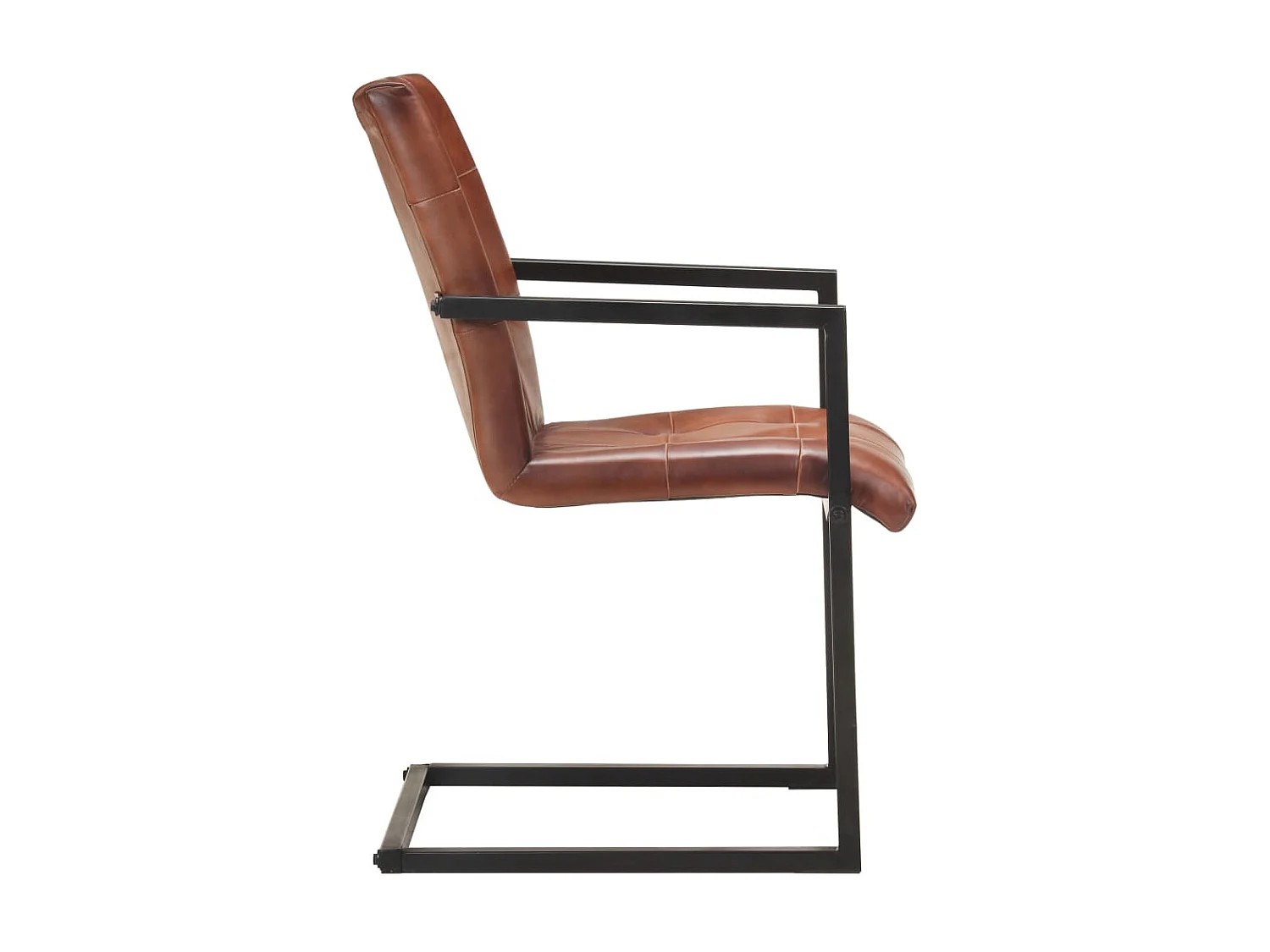 Chaises de salle à manger cantilever 4pcs Marron Cuir véritable 5