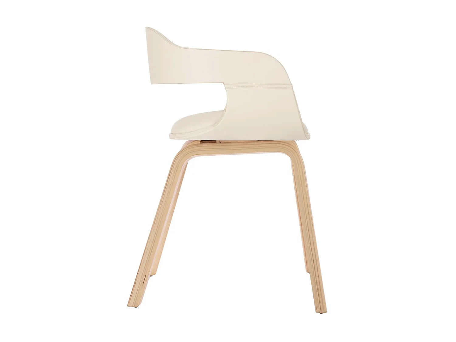 Chaise de salle à manger Crème Similicuir et bois courbé 4