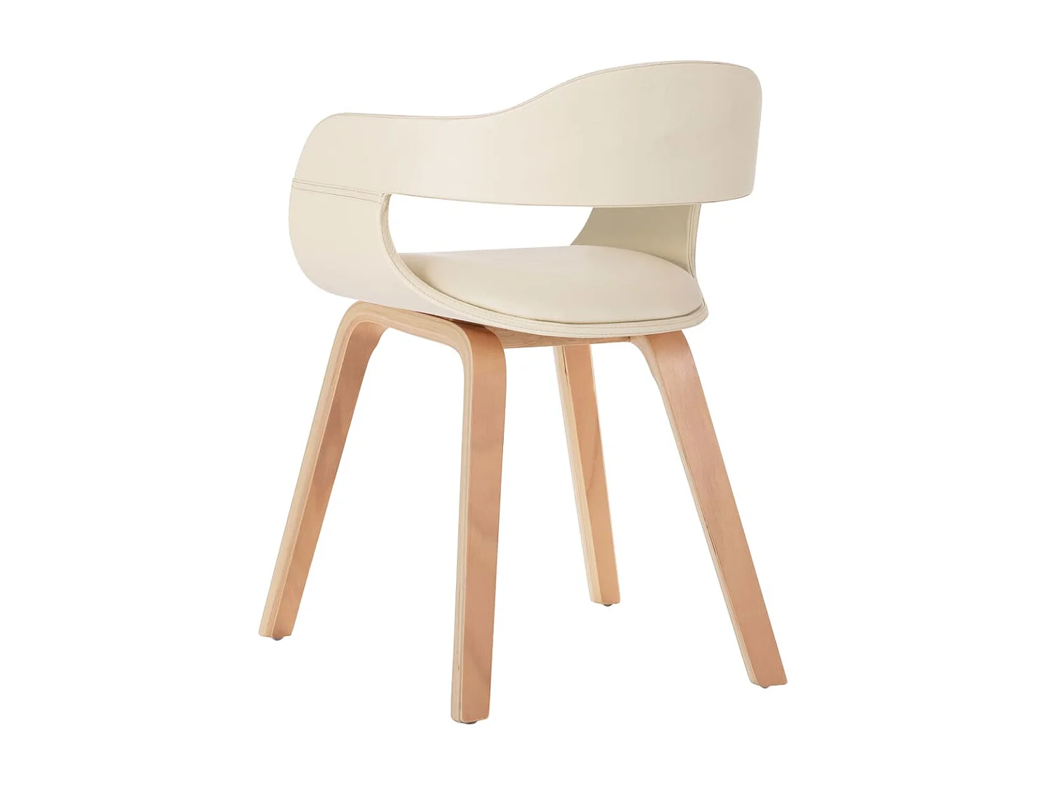 Chaise de salle à manger Crème Similicuir et bois courbé 4