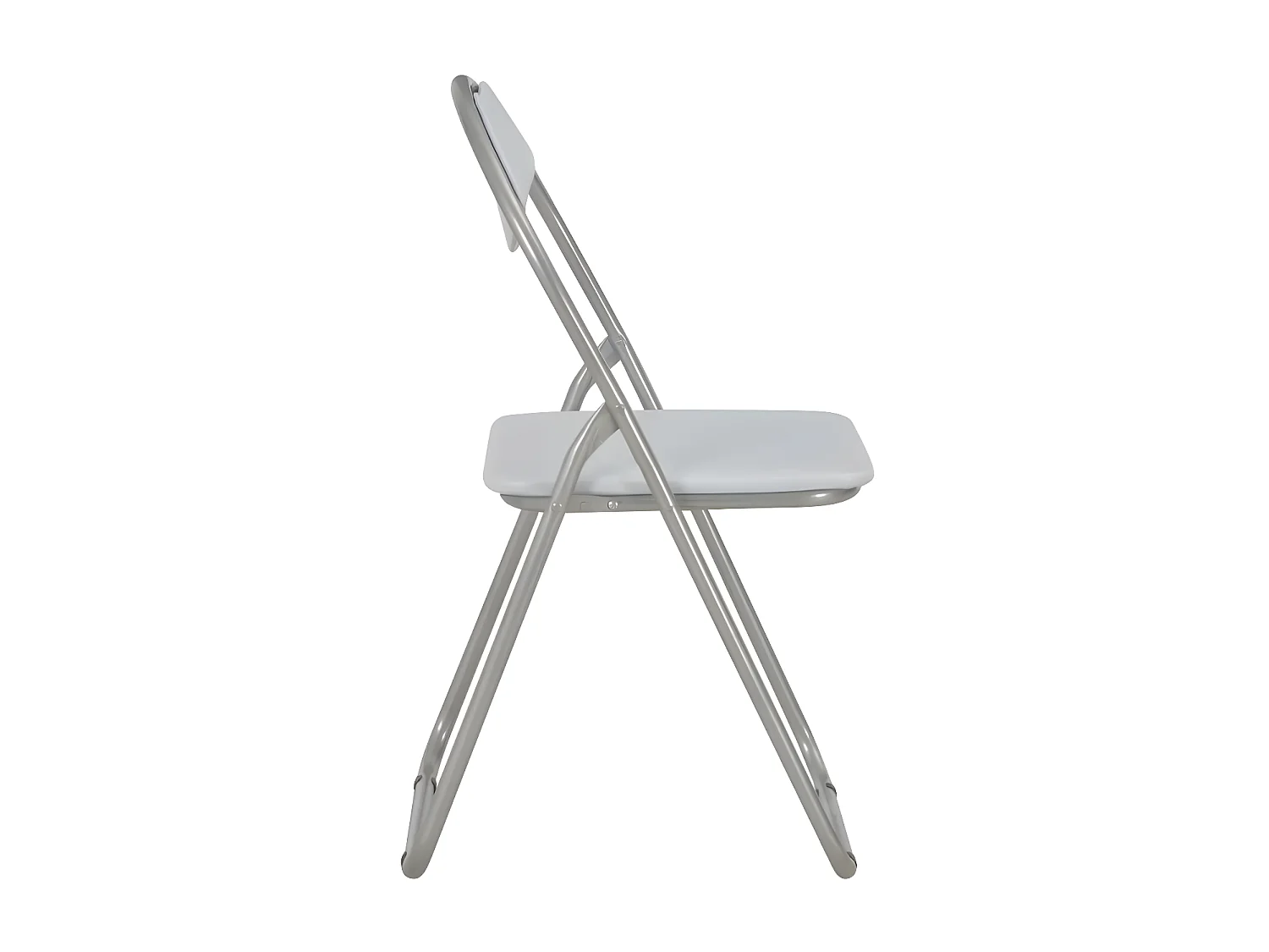 Chaises pliante simili cuir blanc et métal argenté Karel - Lot de 4