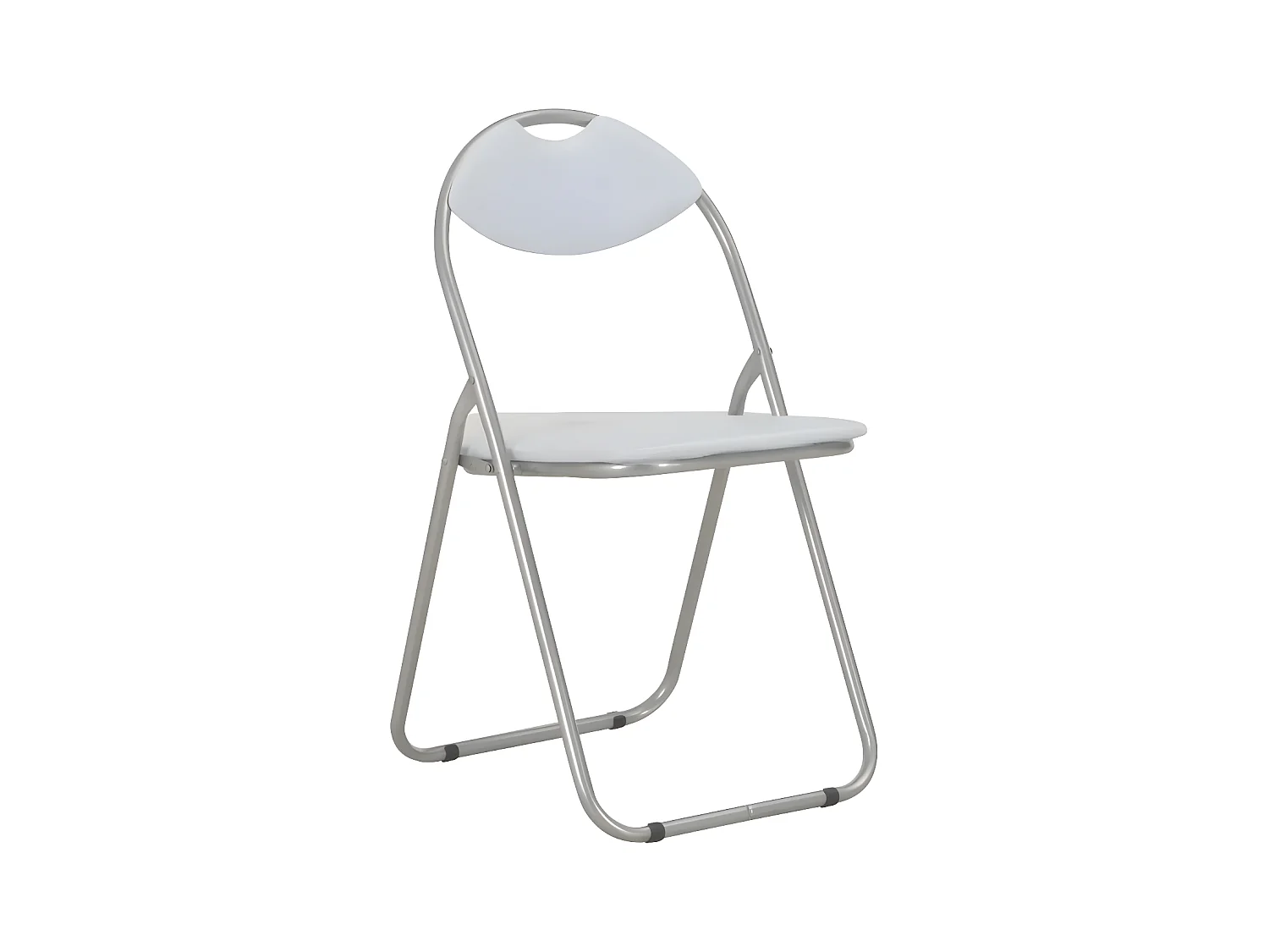 Chaises pliante simili cuir blanc et métal argenté Karel - Lot de 4