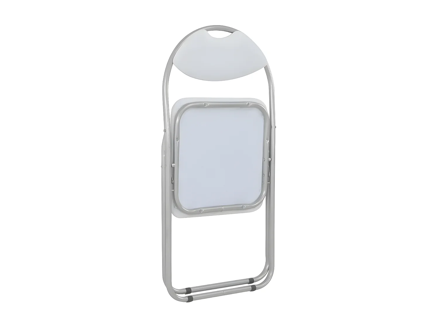 Chaises pliante simili cuir blanc et métal argenté Karel - Lot de 4