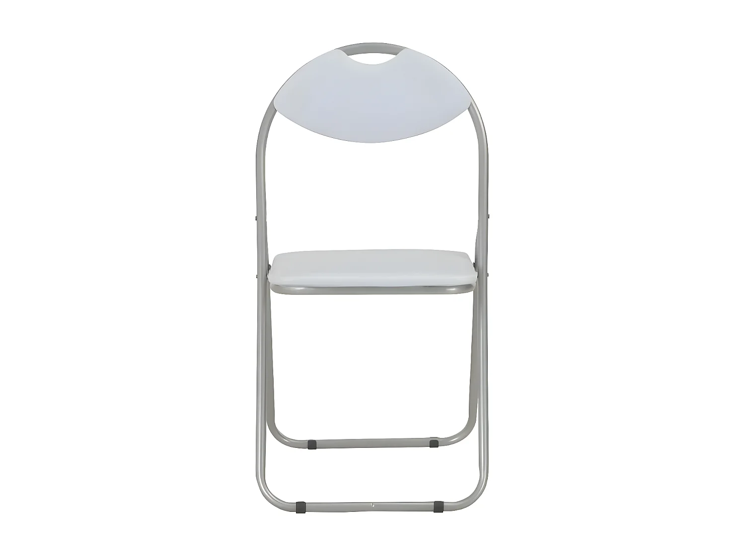 Chaises pliante simili cuir blanc et métal argenté Karel - Lot de 4