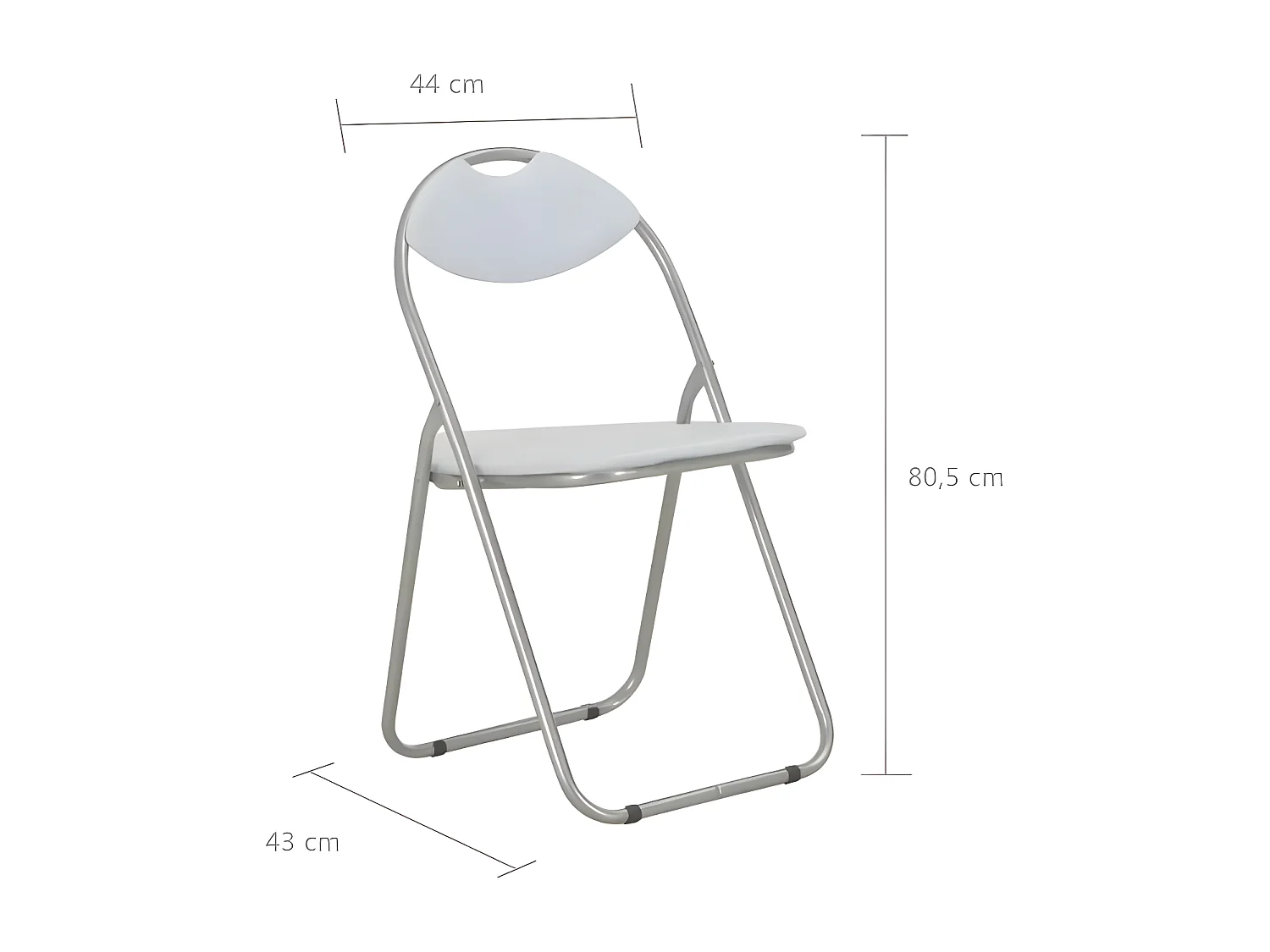 Chaises pliante simili cuir blanc et métal argenté Karel - Lot de 4
