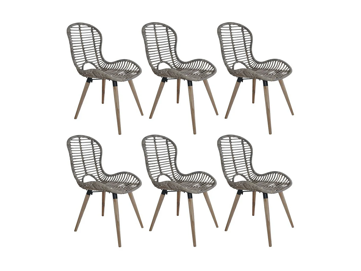 Chaises de salle à manger 6 pcs Marron Rotin naturel