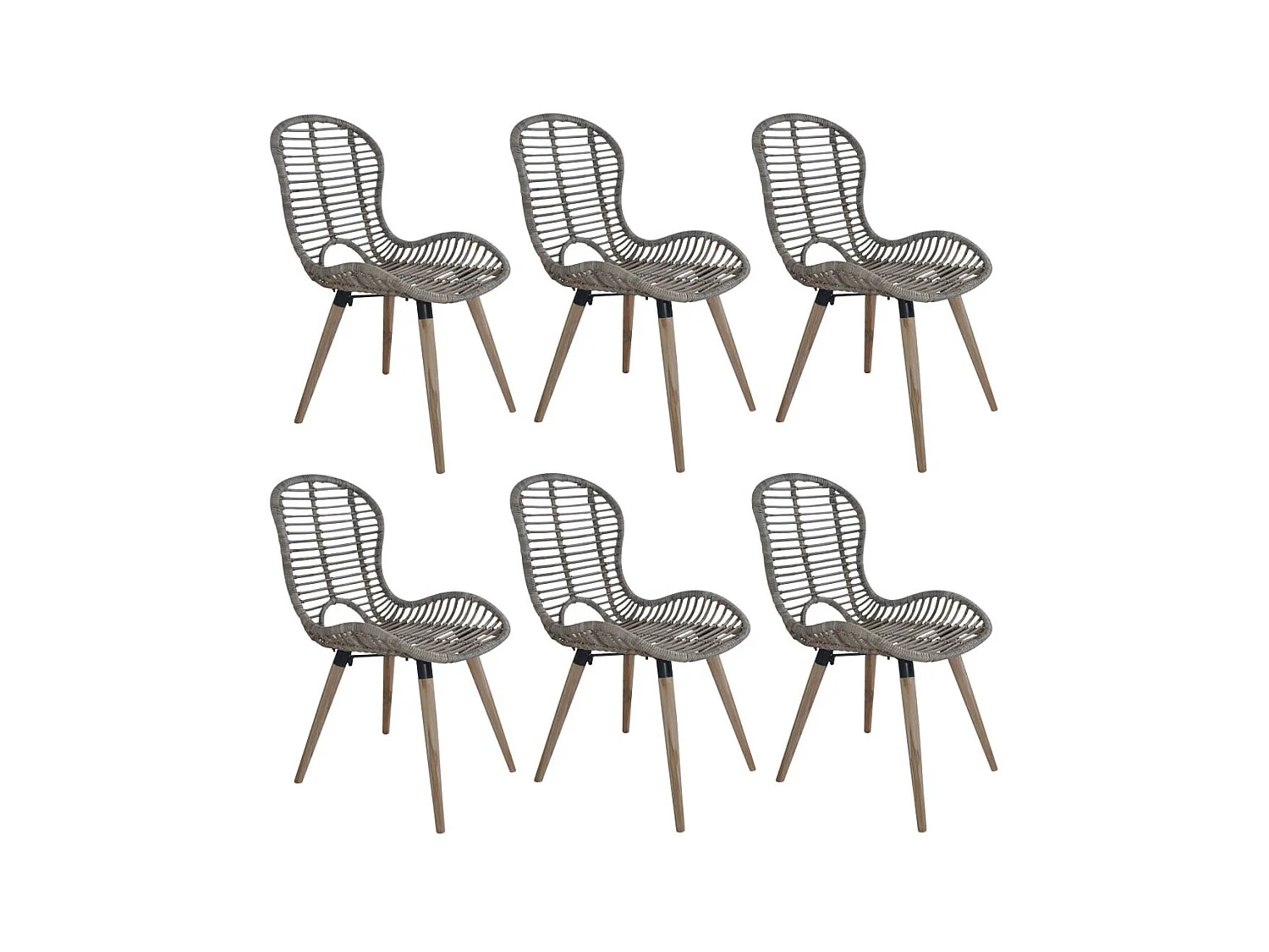Chaises de salle à manger 6 pcs Marron Rotin naturel