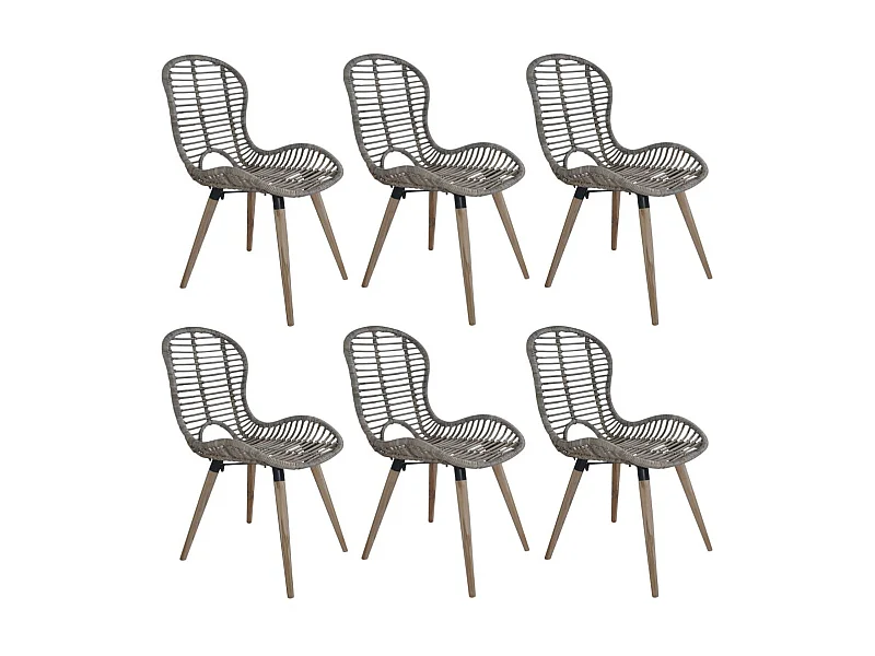 Chaises de salle à manger 6 pcs Marron Rotin naturel