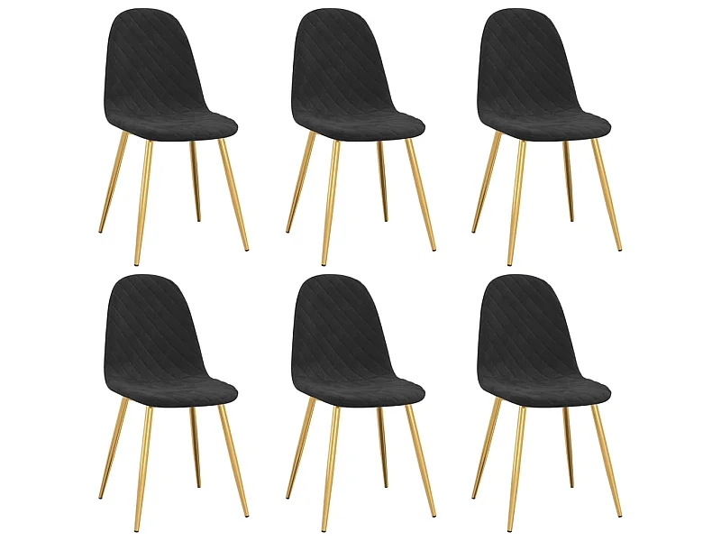 Chaises de salle à manger 6 pcs Noir Velours 17