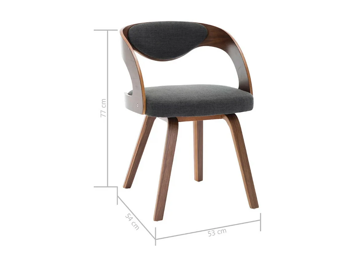 Chaise de salle à manger bois foncé et tissu gris Canva - Lot de 4