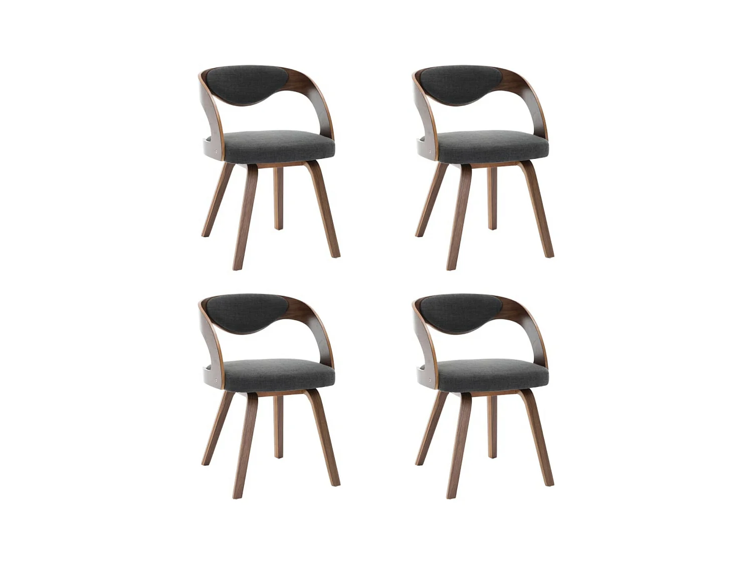 Chaise de salle à manger bois foncé et tissu gris Canva - Lot de 4
