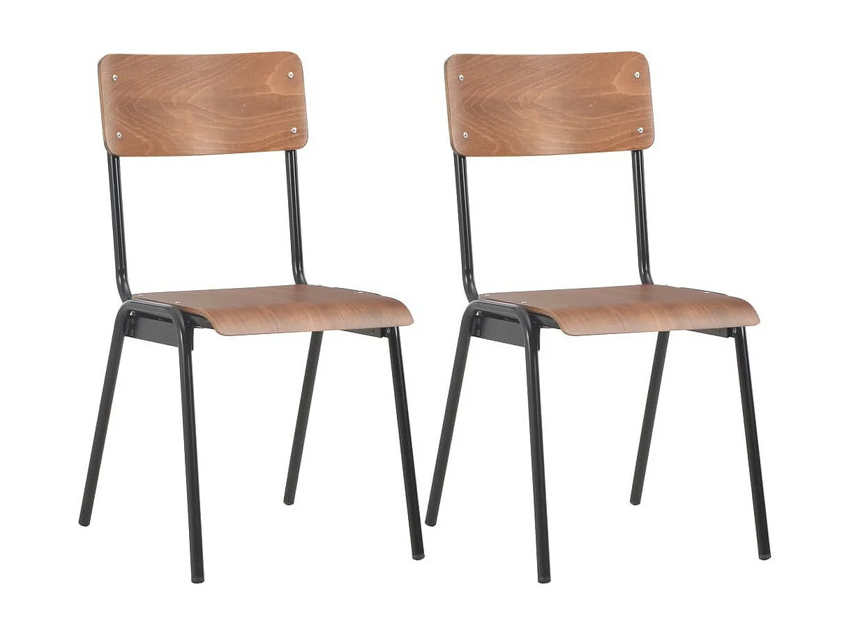 Chaise bois clair et pieds métal noir Kaem - Lot de 2